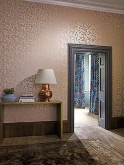 Osborne & Little 50th Anniversary British Isles Damask Wallpaper - view 2, Stone, W7219-01