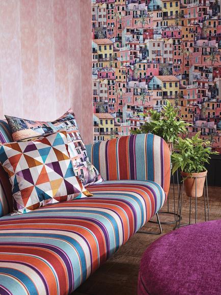 Osborne & Little 50th Anniversary Portovenere Wallpaper, W7213-01 - view 2, Terracota W7213-01