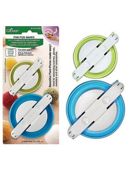 Clover Large Pom Pom Makers, Pack of 2, Blue/Green, 
