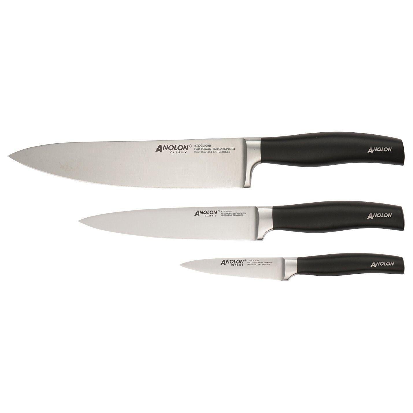 Anolon Classic Japanese Stainless Steel Starter Knives, Set of 3