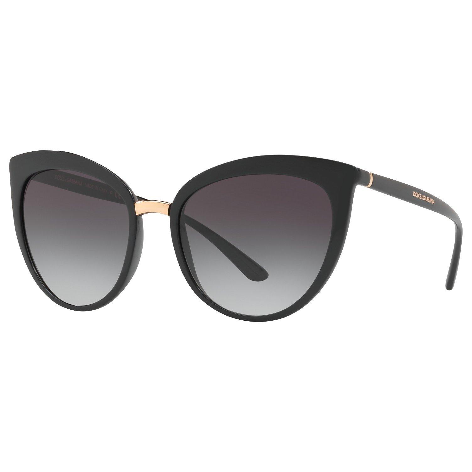 Dolce & Gabbana DG6113 Cat's Eye Sunglasses, Black/Grey Gradient