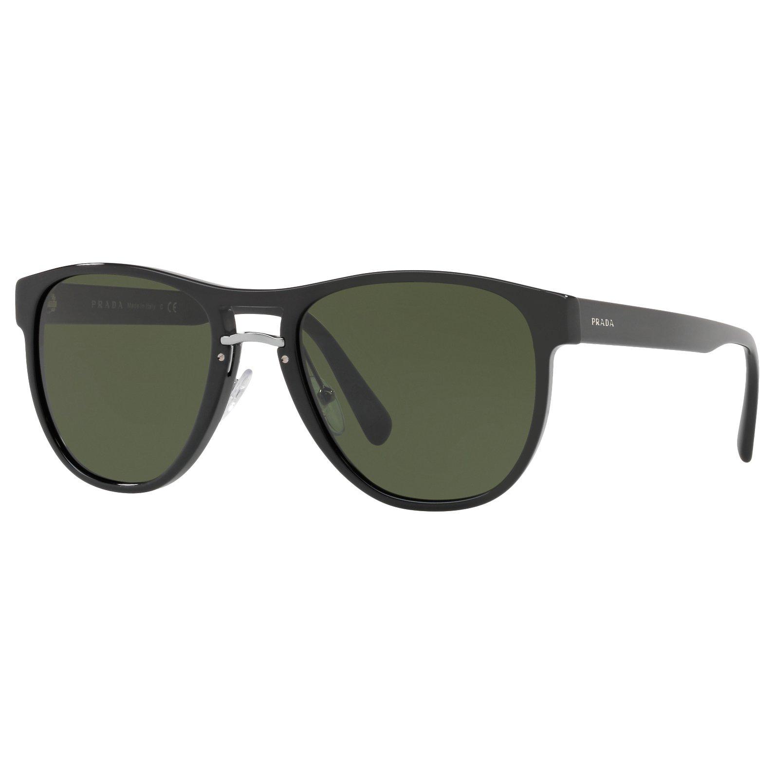 Prada PR 09US Aviator Sunglasses, Black/Green