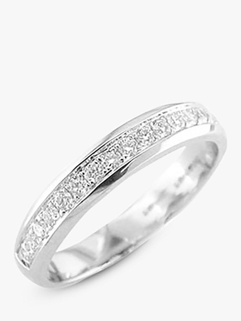 E.W Adams 18ct White Gold 4mm Half Diamond Eternity Ring, 0.30ct