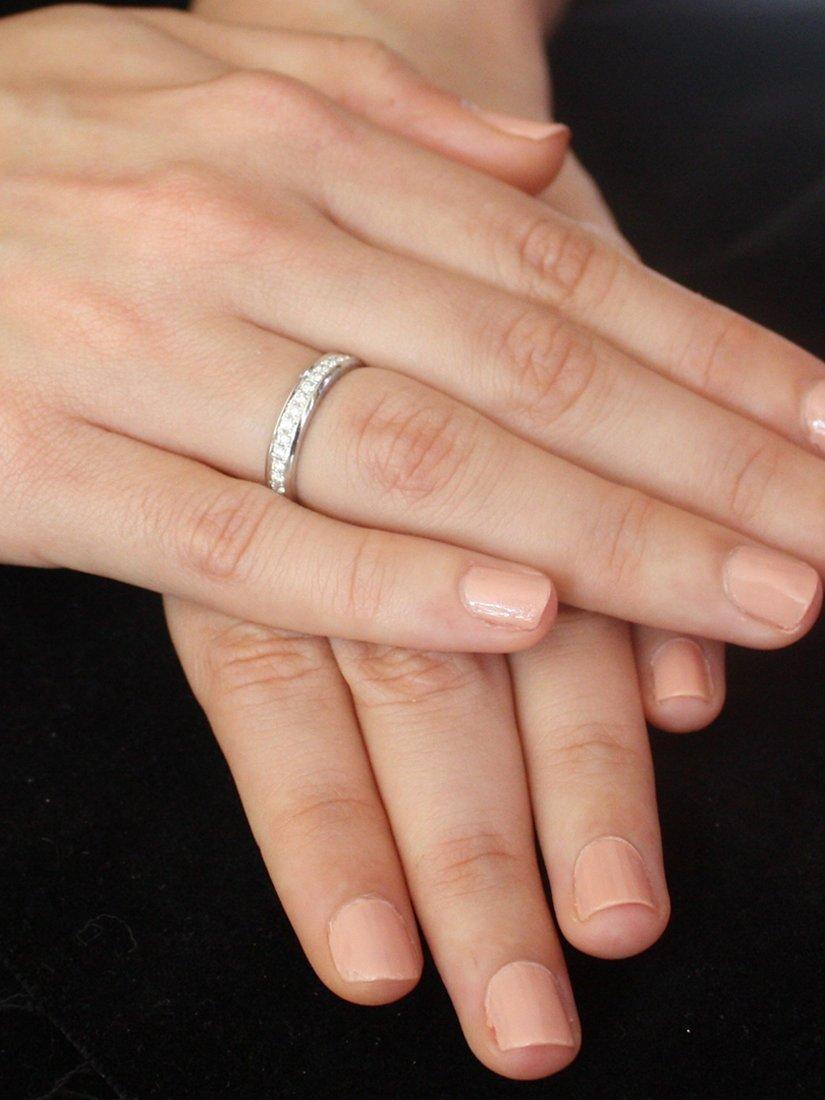 E.W Adams 18ct White Gold 4mm Half Diamond Eternity Ring, 0.30ct