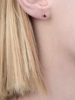 London Road 9ct Gold Raindrop Stud Earrings - view 2, Ruby