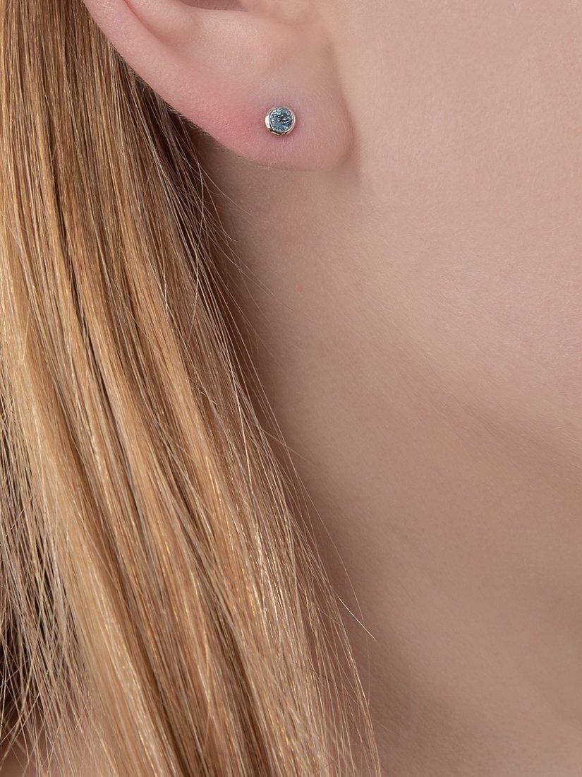 Product image 3 of 4, which shows London Road 9ct White Gold Raindrop Stud Earrings, Aquamarine