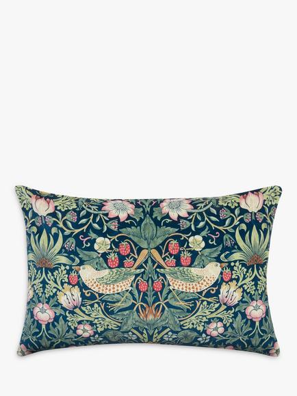 Morris & Co. Strawberry Thief Velvet Cushion, Multi