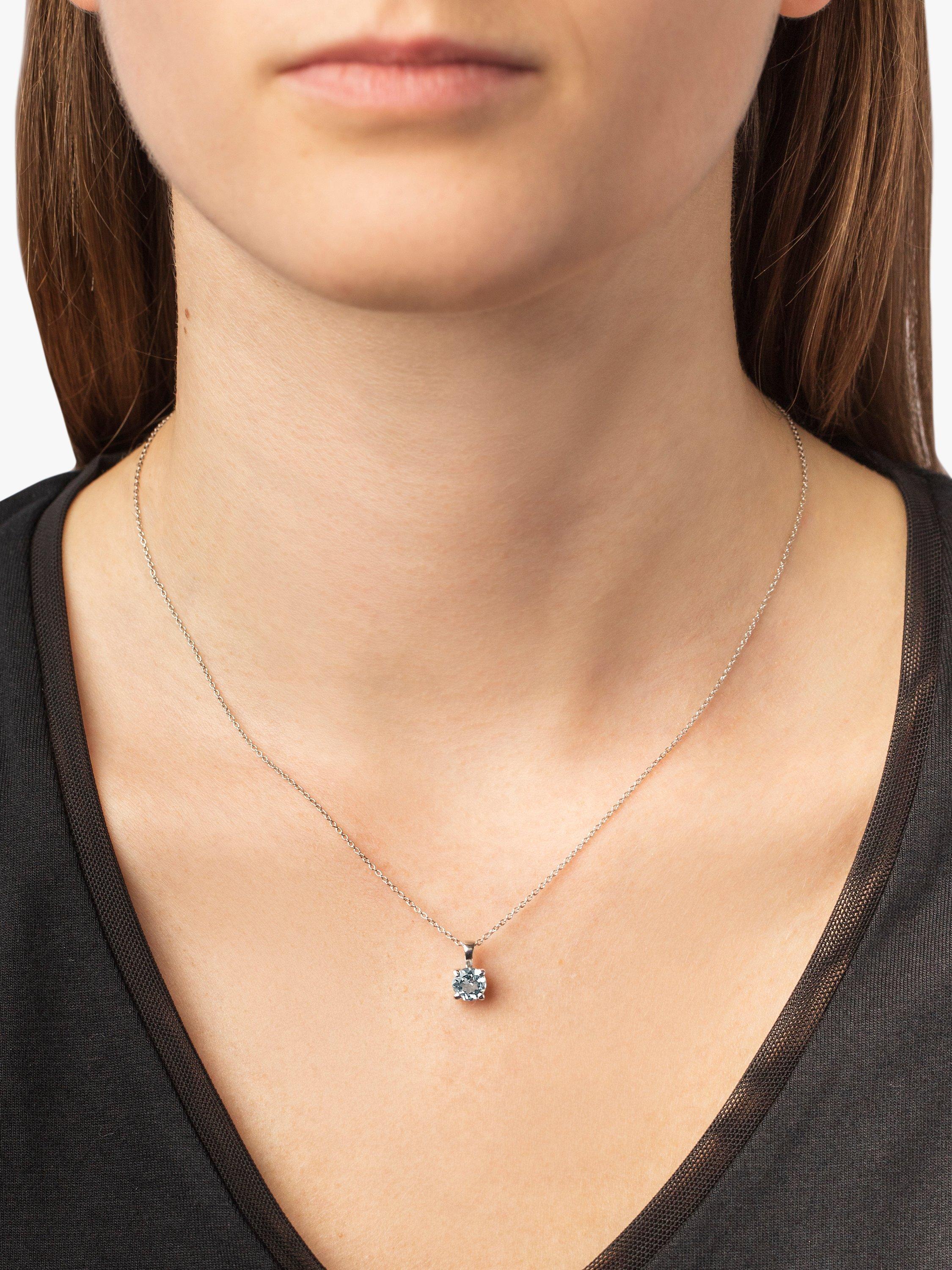Product image 3 of 4, which shows E.W Adams 9ct White Gold Aquamarine Pendant Necklace, Blue