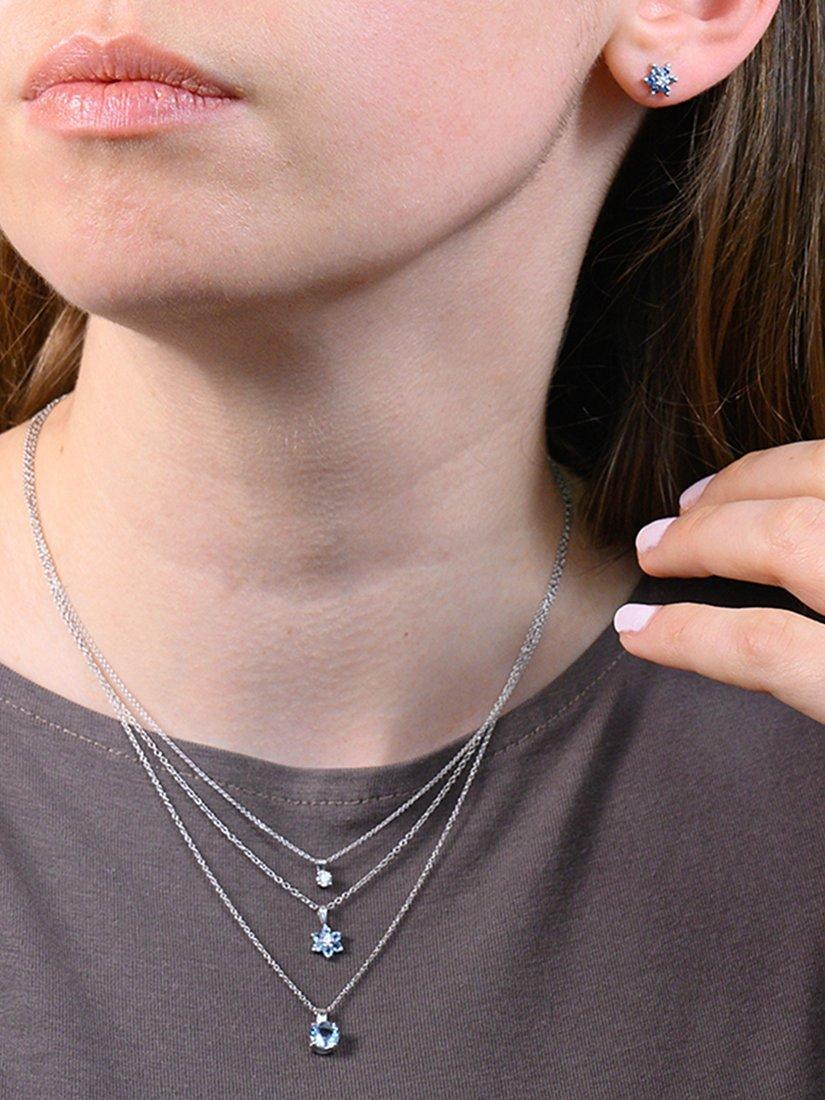 Product image 4 of 4, which shows E.W Adams 9ct White Gold Aquamarine Pendant Necklace, Blue