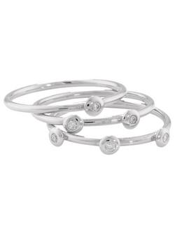 London Road 9ct White Gold Portobello Raindrop Stack Ring, N, Silver