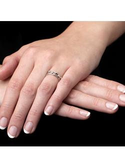 London Road 9ct White Gold Portobello Raindrop Stack Ring, N - view 2, Silver