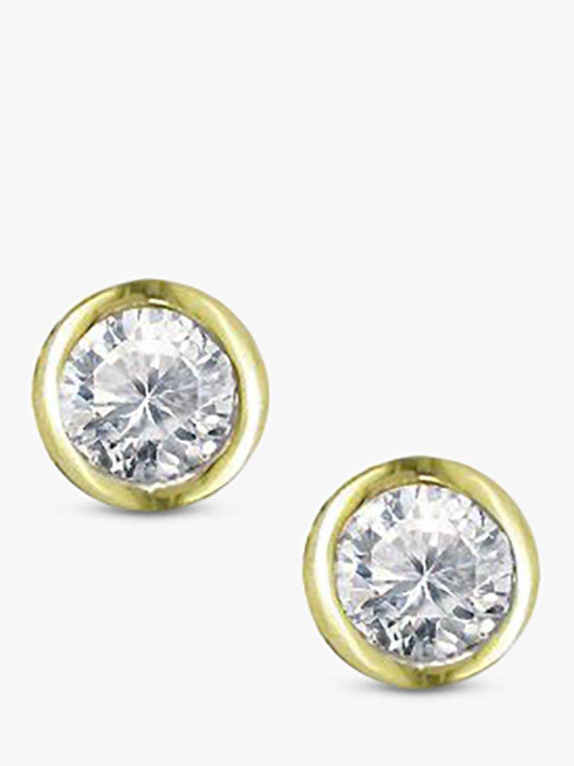 Product image 1 of 3, which shows London Road 9ct Gold Portobello Diamond Raindrop Stud Earrings, Yellow Gold