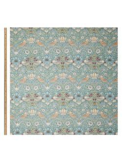 Morris & Co. Strawberry Thief Print Fabric, Aqua - view 2, Aqua