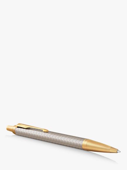 PARKER IM Premium Silver Gold Trim Ballpoint Pen - view 2, Gold
