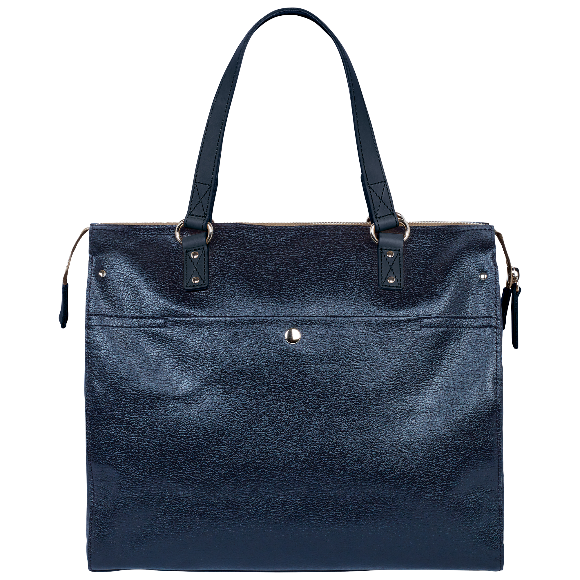 Orla Kiely Embossed Flower Leather Tote Bag, Navy