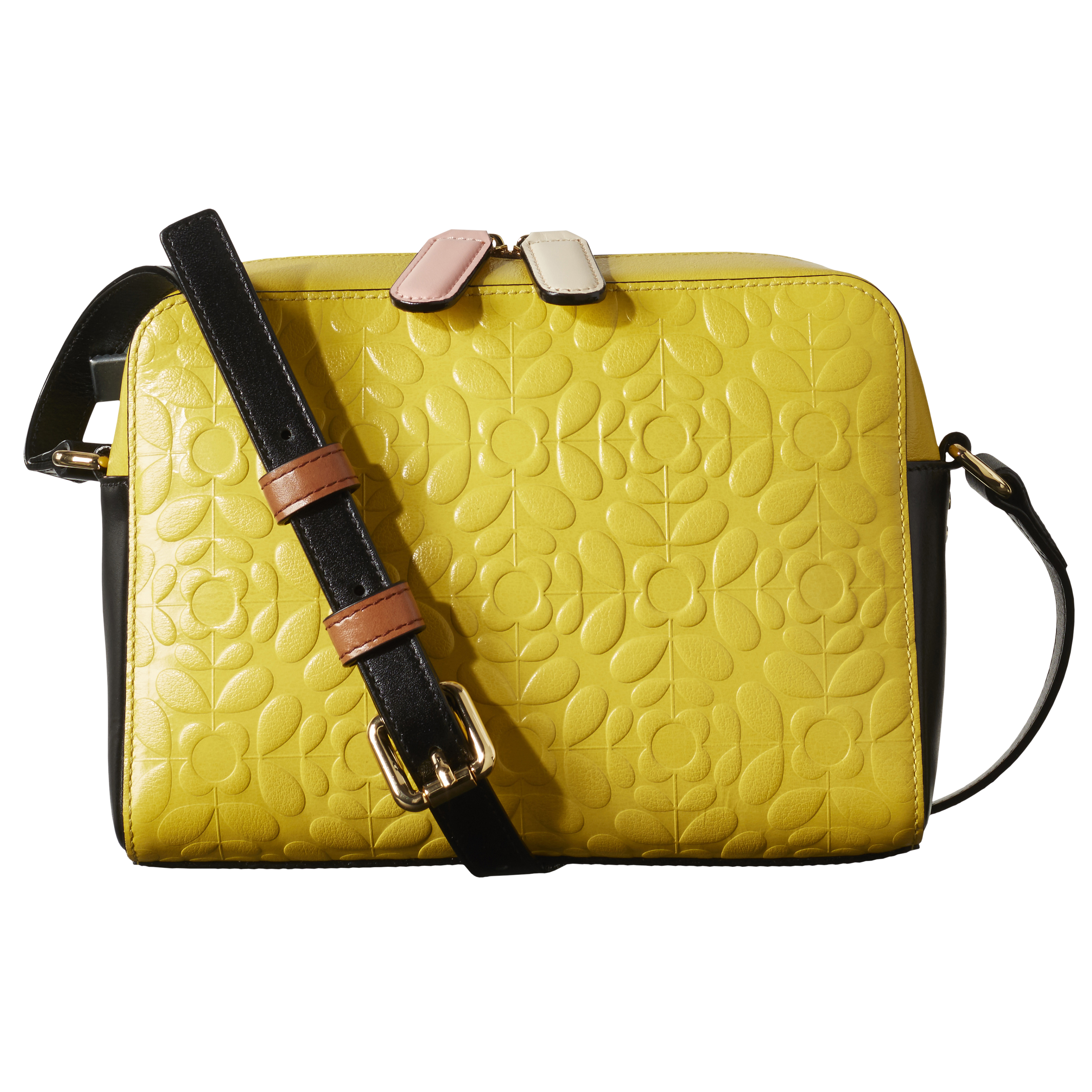 Orla Kiely Flower Stem Abby Leather Cross Body Bag Yellow