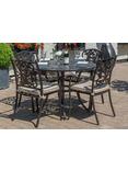 LG Outdoor Devon 4 Seater Garden Dining Table and Chairs Set with Parasol, Bronze