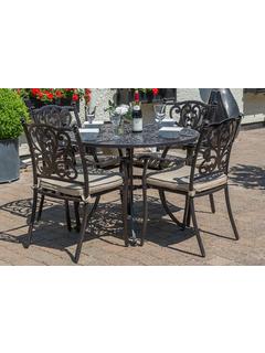 LG Outdoor Devon 4 Seater Garden Dining Table and Chairs Set with Parasol, Bronze