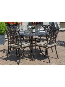 LG Outdoor Devon 4 Seater Garden Dining Table and Chairs Set with Parasol, Bronze, Bronze