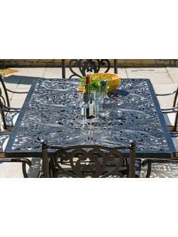 LG Outdoor Devon 8 Seater Garden Dining Table and Chairs Set with Parasol, Bronze, Bronze