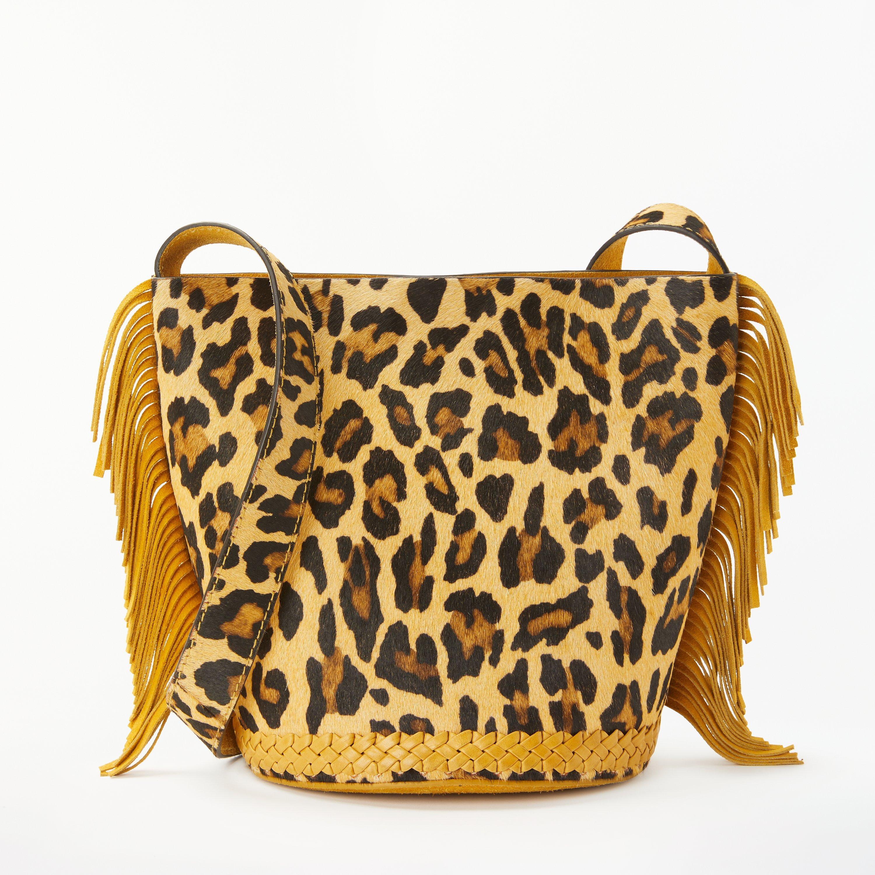 AND/OR Isabella Leather Bucket Bag, Ochre/Leopard