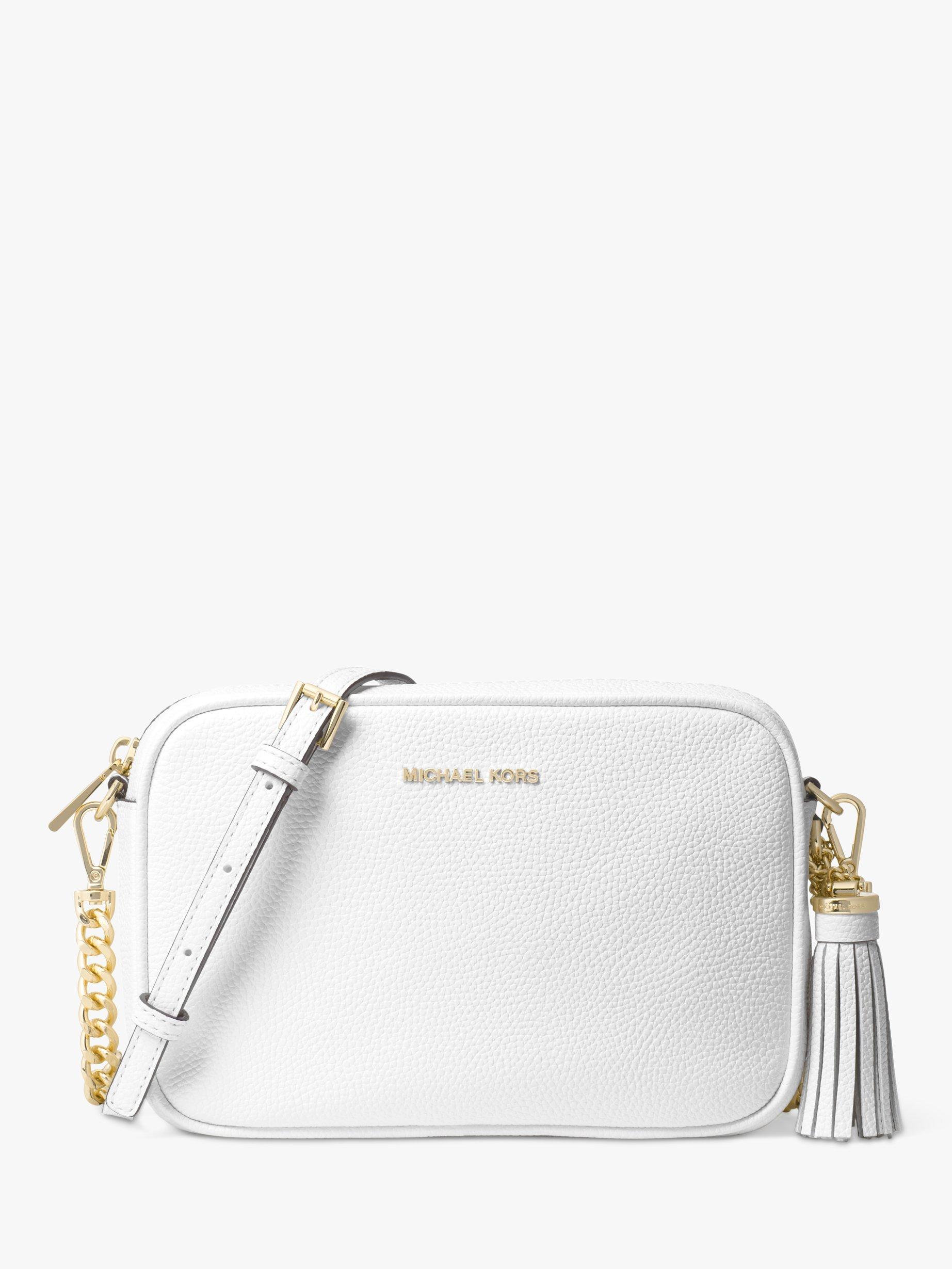 MICHAEL Michael Kors Ginny Leather Cross Body Camera Bag, Optic White
