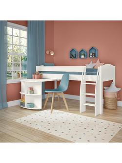 Stompa Uno S Plus Mid Sleeper Bed Frame with Pull-Out Desk - view 2, White