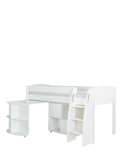 Stompa Uno S Plus Mid Sleeper with White Headboard, Pull-Out Desk and 2 Door Cube Unit - view 2, White