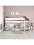 Stompa Uno S Plus Mid Sleeper Bed with White Headboard and Star Print Tent, Grey