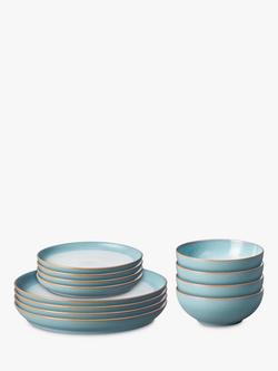 Denby Azure Haze Coupe Dinnerware Set, Blue, 12 Pieces - view 2, Blue
