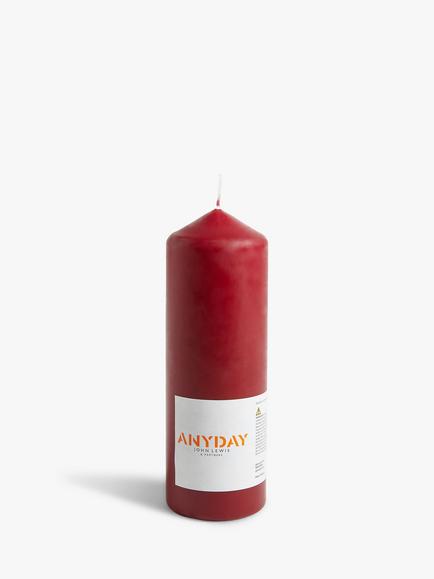 John Lewis Large Pillar Candle, Red