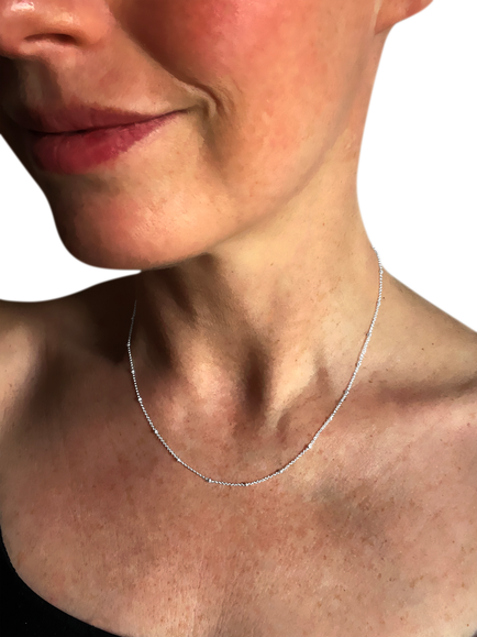 Nina B Silver Chain Beaded Necklace, Silver - view 2, Silver