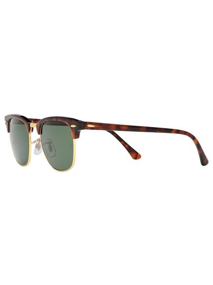 Ray-Ban RB3016 Men's Polarised Clubmaster Sunglasses, Tortoise/Green - view 2, Tortoise/Green