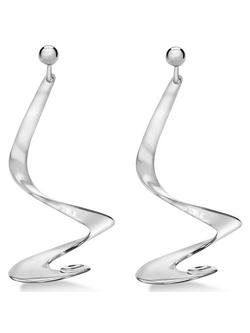 Georg Jensen Möbius Sterling Silver Drop Earrings, Silver - view 2, Silver