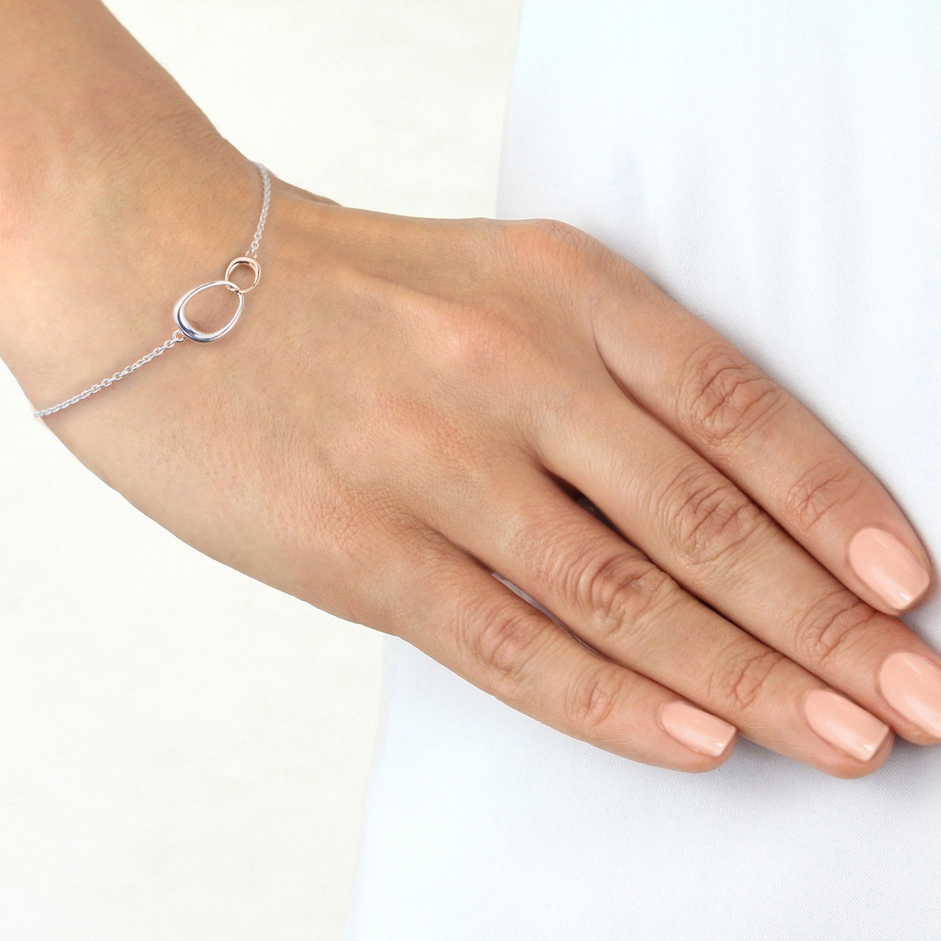 Product image 5 of 6, which shows Georg Jensen Offspring 18ct Rose Gold And Sterling Silver Bracelet, Silver/Rose