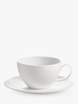 Wedgwood Gio Bone China Tea Cup & Saucer, 290ml, White, White