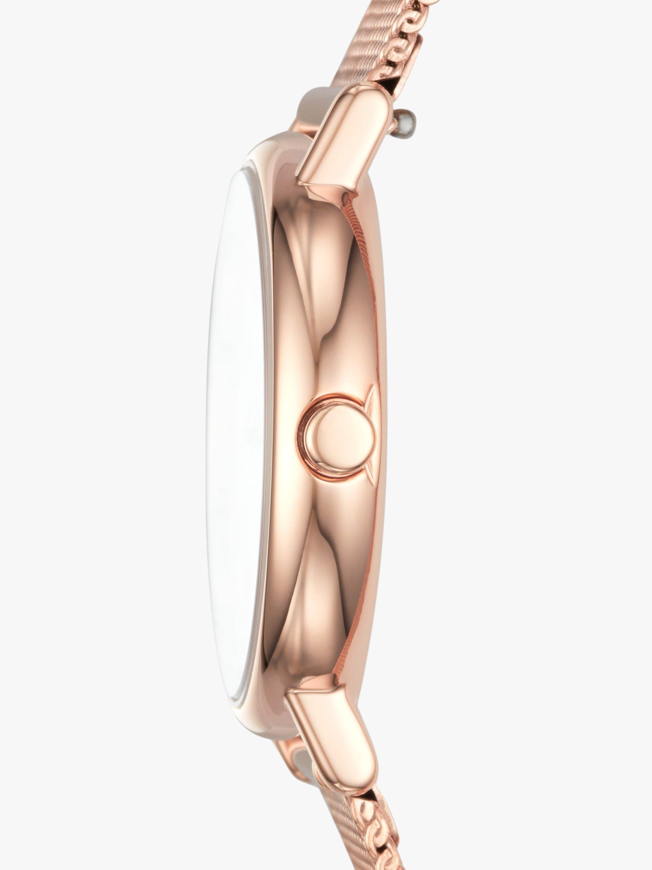 Product image 3 of 3, which shows Skagen Women's Signatur Mesh Bracelet Strap Watch, Rose Gold/White SKW2694