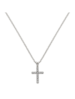 Melissa Odabash Crystal Cross Pendant Necklace, Silver