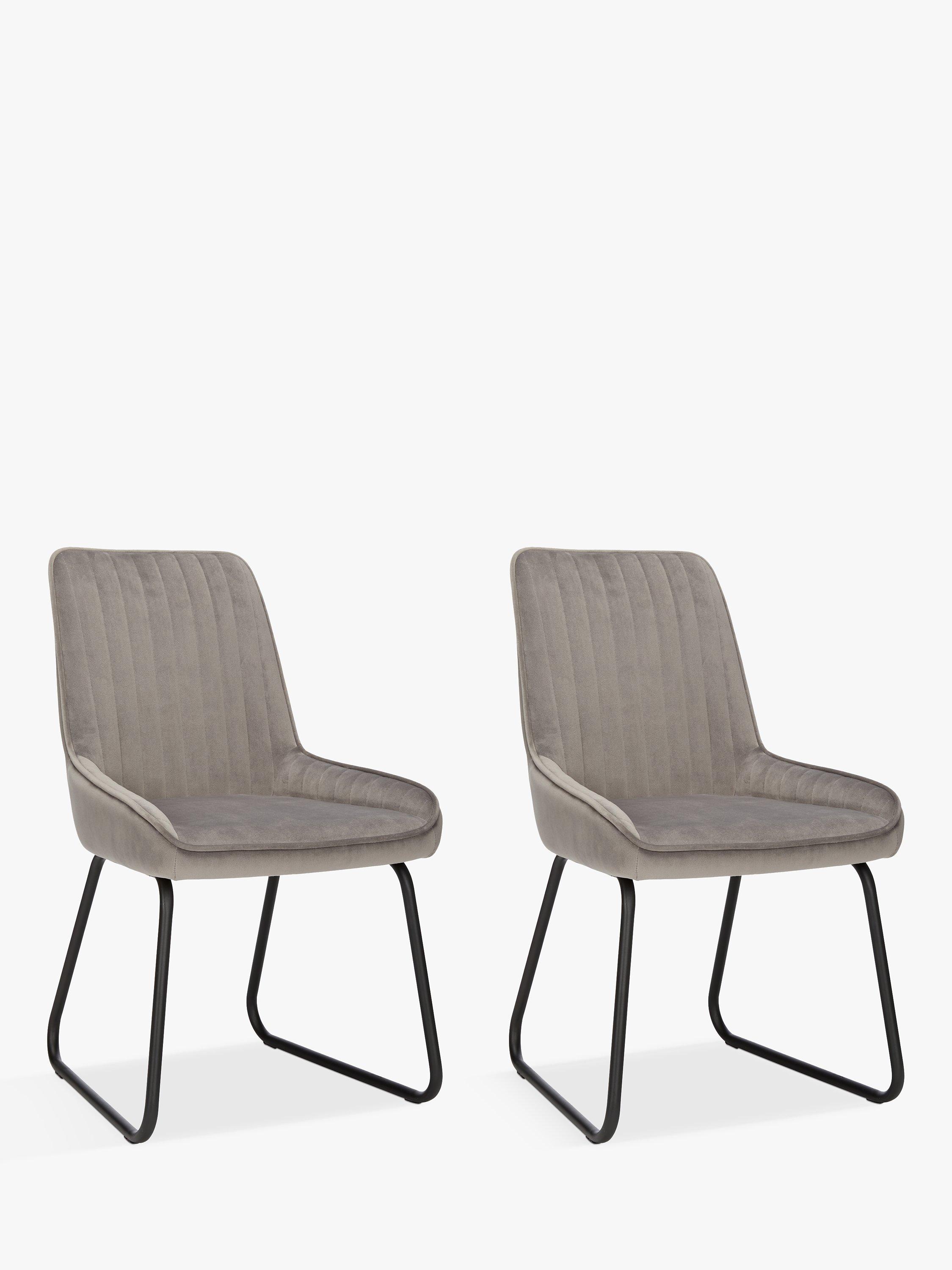John Lewis & Partners Brooks Velvet Side Dining Chairs, Set of 2, Silver