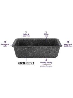 Eaziglide Neverstick2 Aluminium Non-Stick Loaf Tin, 2lb - view 2, Black