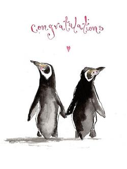 Louise Mulgrew Designs Congrats Penguins Engagement Card, 