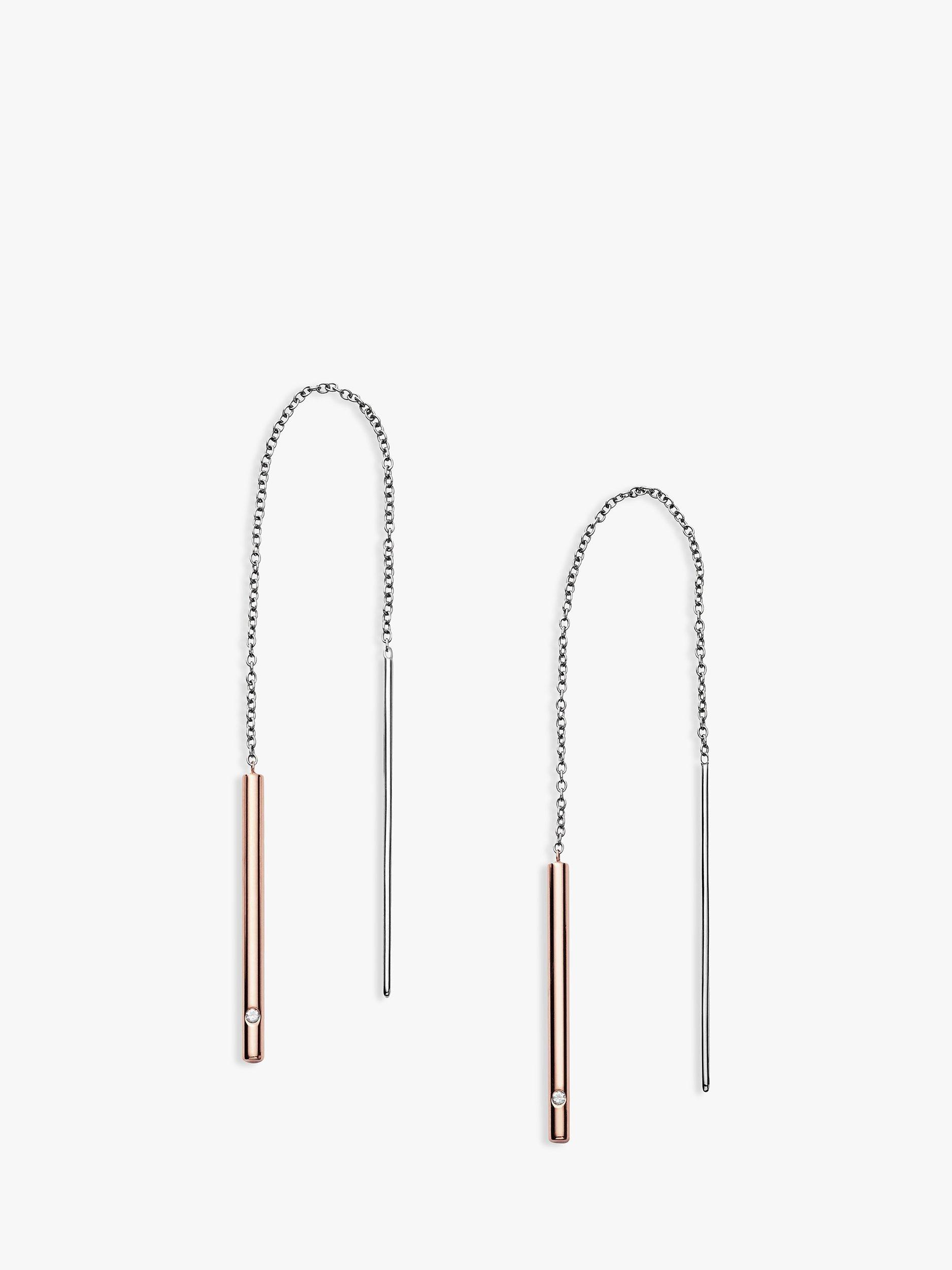 Skagen Elin Drop Earrings, Silver/Rose Gold SKJ1079998