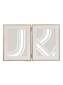 John Lewis Daya Double Photo Frame & Mount, Brushed Brass