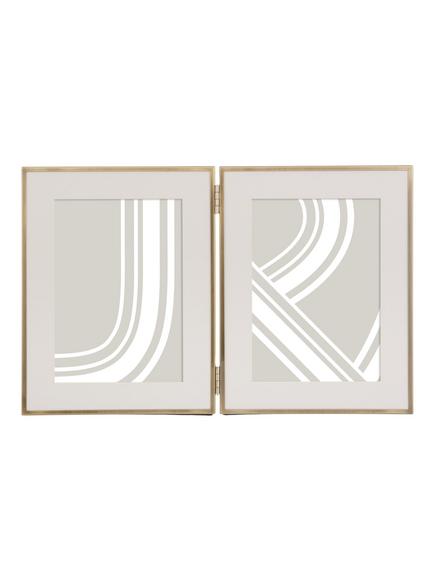 John Lewis Daya Double Photo Frame & Mount, Brushed Brass