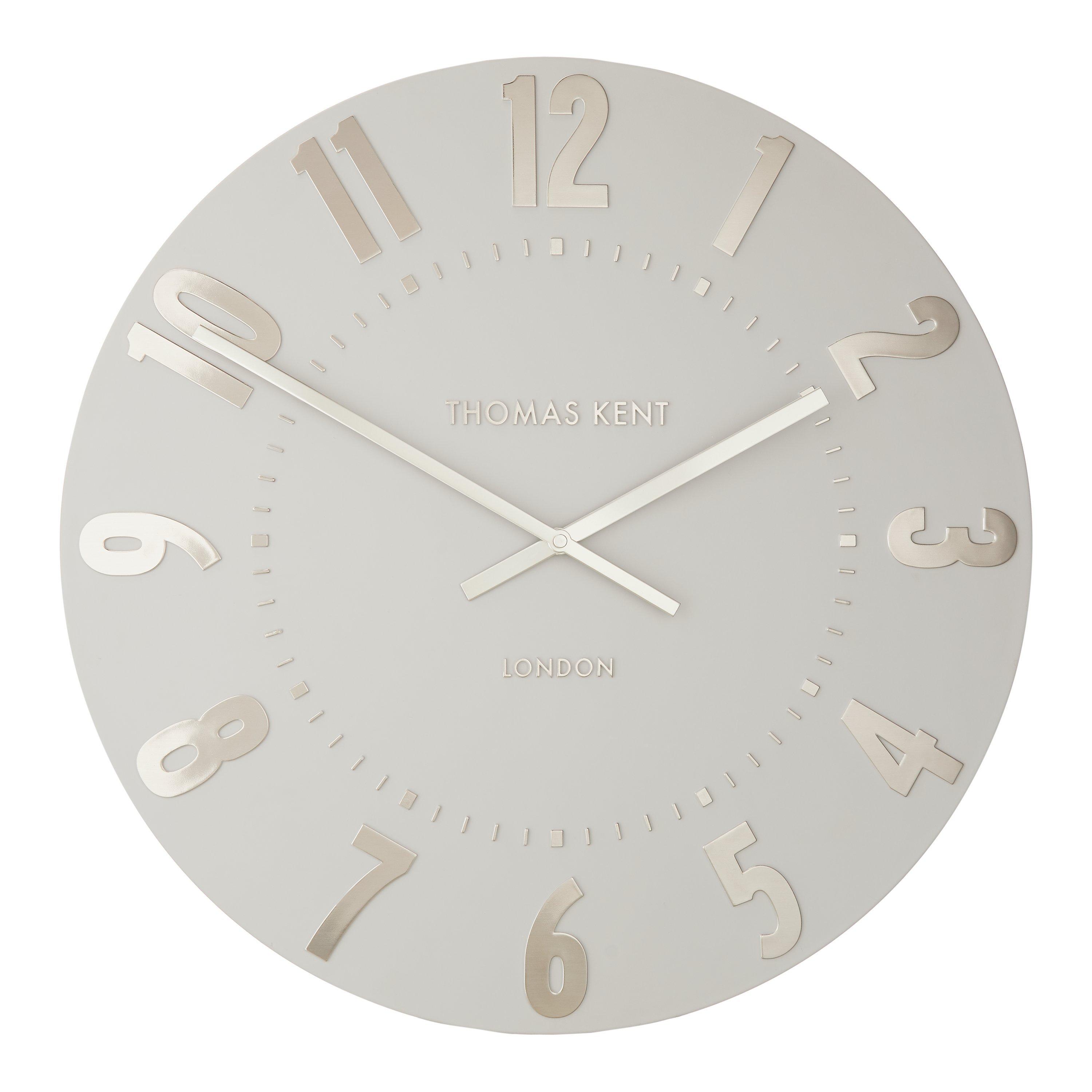 Thomas Kent Mulberry Wall Clock, Dia.50cm, Silver Cloud