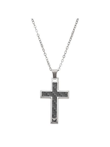 Emporio Armani Men's Cross Necklace, Black/Silver, Black/Silver