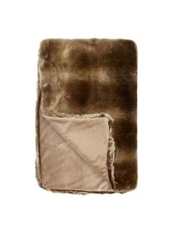 John Lewis Faux Fur Throw, Golden Brown, Golden Brown