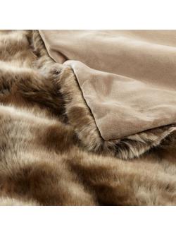 John Lewis Faux Fur Throw, Golden Brown - view 2, Golden Brown