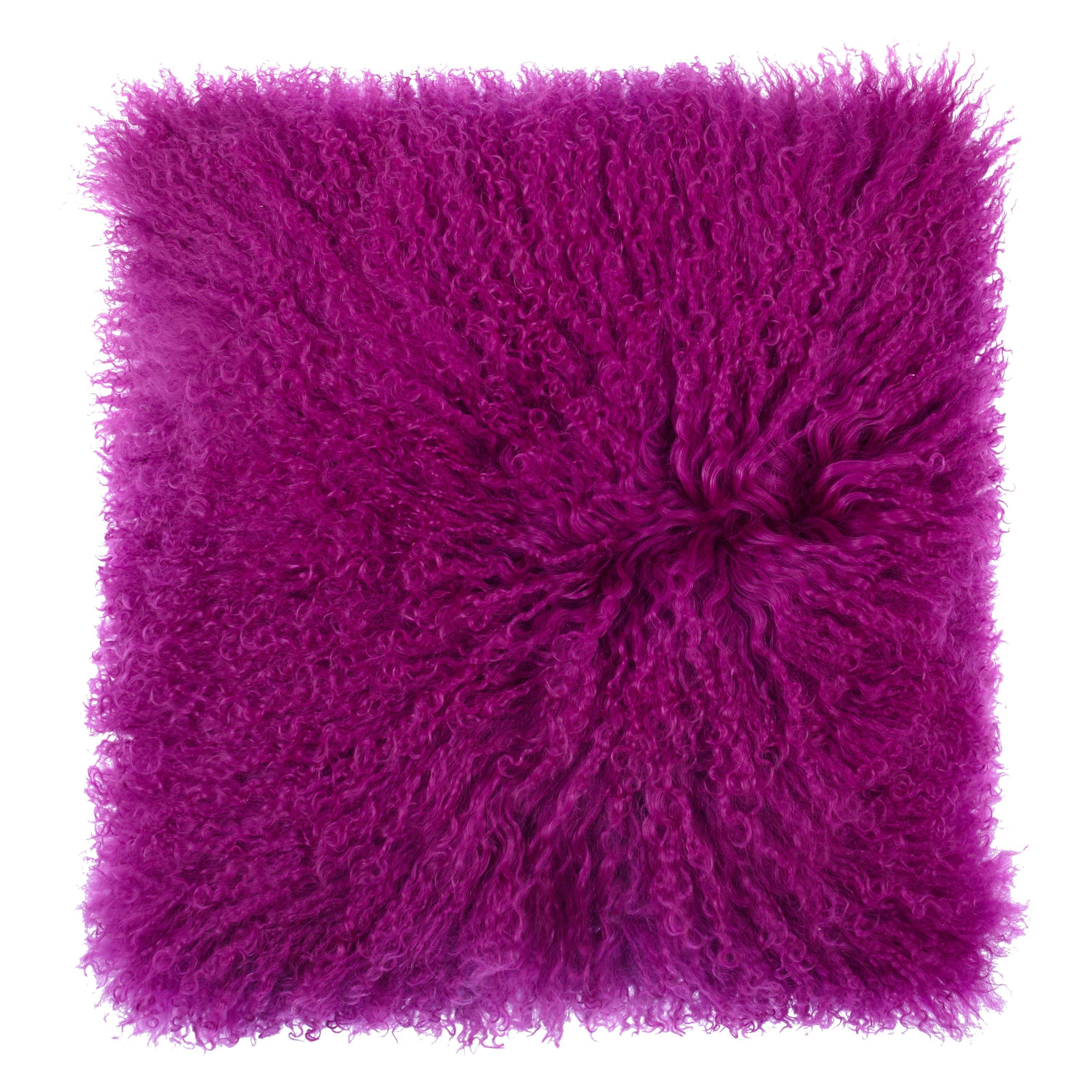 John Lewis & Partners Mongolian Sheep Hair Cushion, Dahlia