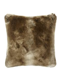 John Lewis Faux Fur Cushion, Golden Brown